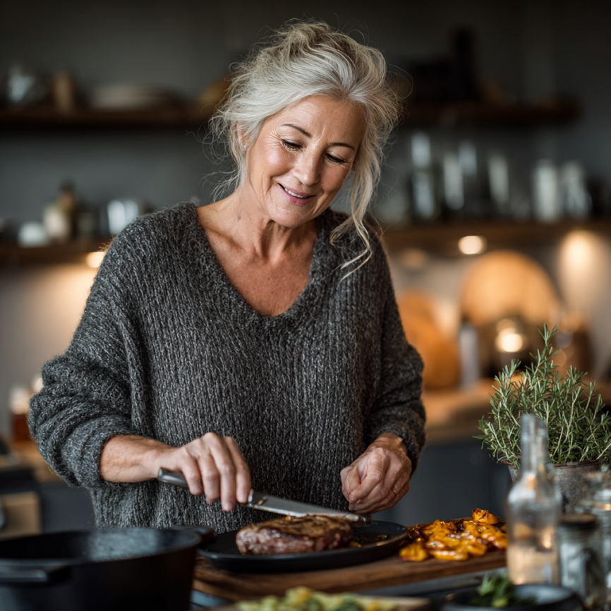 Літня пара насолоджується здоровою їжею